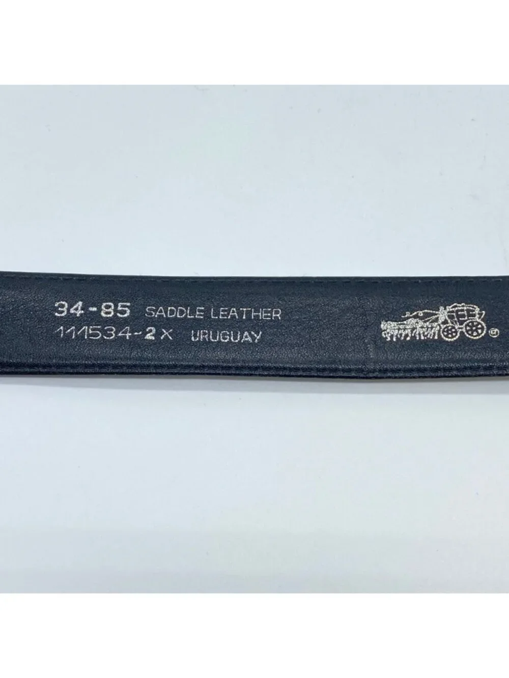Black Leather Belt Brass Buckle Size 34